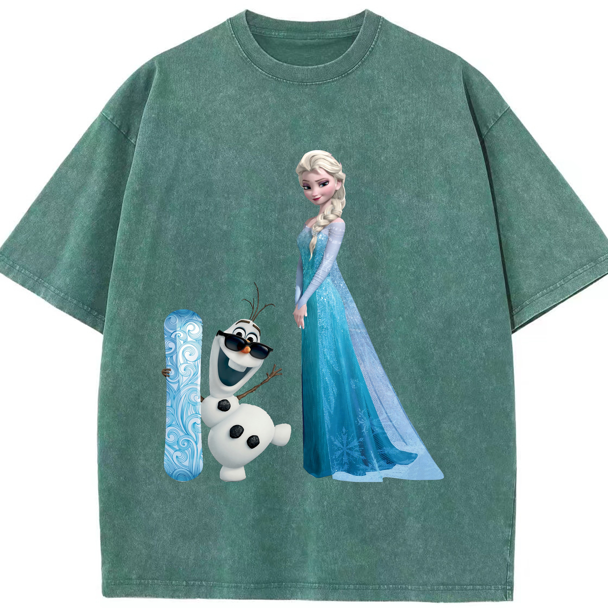 （画像用） アナと雪の女王 アンナ エルサ Frozen Anna Elsa 綿100% ヴィンテージ風 半袖Tシャツ（フロントプリント）